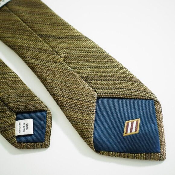 Joseph Abboud Knit Brown Striped Skinny Silk Tie - Picture 6 of 7